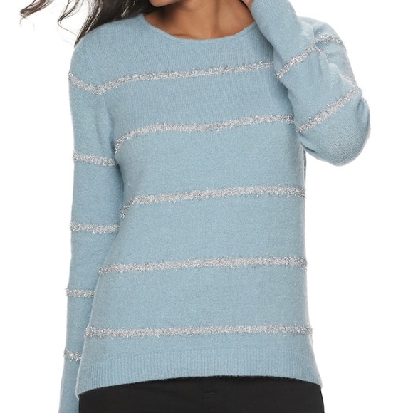 Apt. 9 Sweaters - Plus Size APT. 9 Holiday Tinsel Stripe Sweater